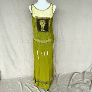 Nataya (Na-Ta-Ya) Vintage Green Boho Shirt/Skirt Set Size Small